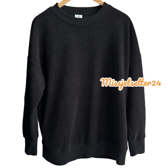EUC Little Bipsy Adult Elevated Waffle Crewneck Black Medium - Picture 1 of 4